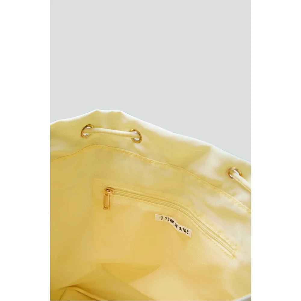 Year of Ours YOS x FFF Backpack Baby Yellow Nylon Buckle Drawstring Bag NWT